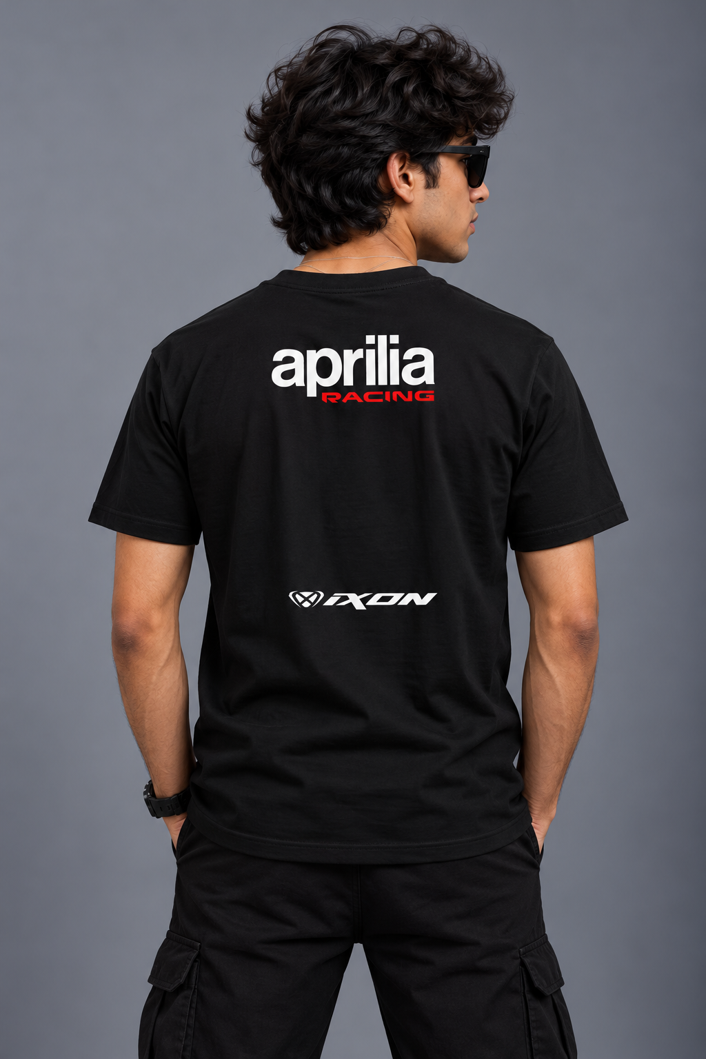 A Racing Black Cotton T-shirt