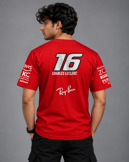 Charles Leclerc F1 racing team Inspired Cotton Red T-shirt