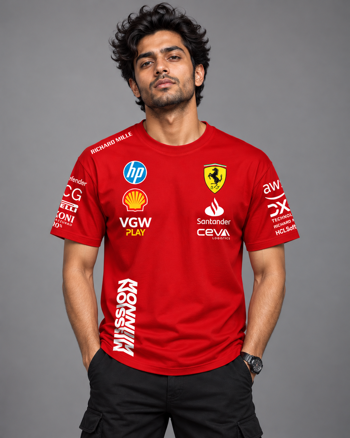 Charles Leclerc F1 racing team Inspired Cotton Red T-shirt