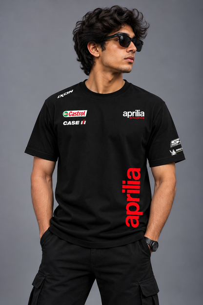 A Racing Black Cotton T-shirt