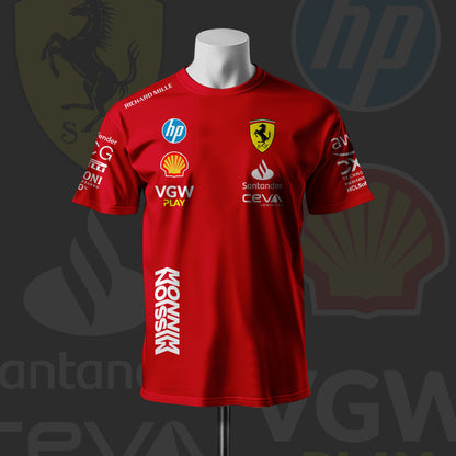 Charles Leclerc F1 racing team Inspired Cotton Red T-shirt